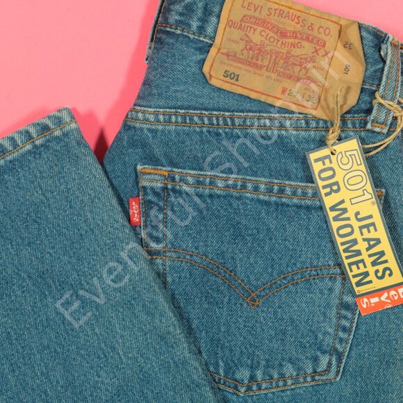 Vintage Levis 501 Jeans Womens 27 Blue Original Fit Denim 90s Deadstock